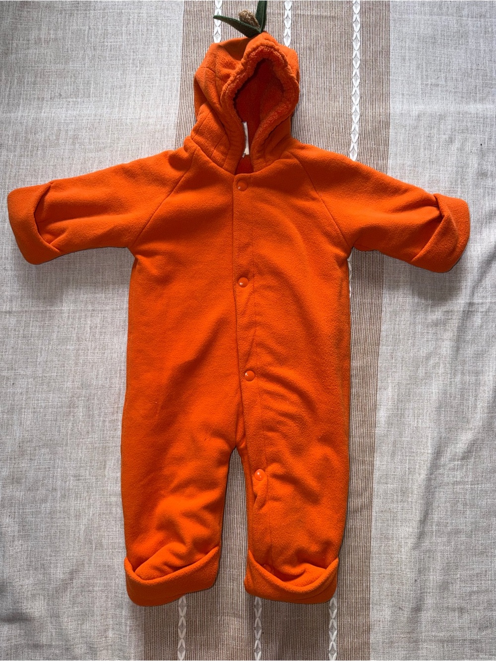 GAP Newborn Pumpkin Orange Fleece Hooded Baby One-Piece Costume